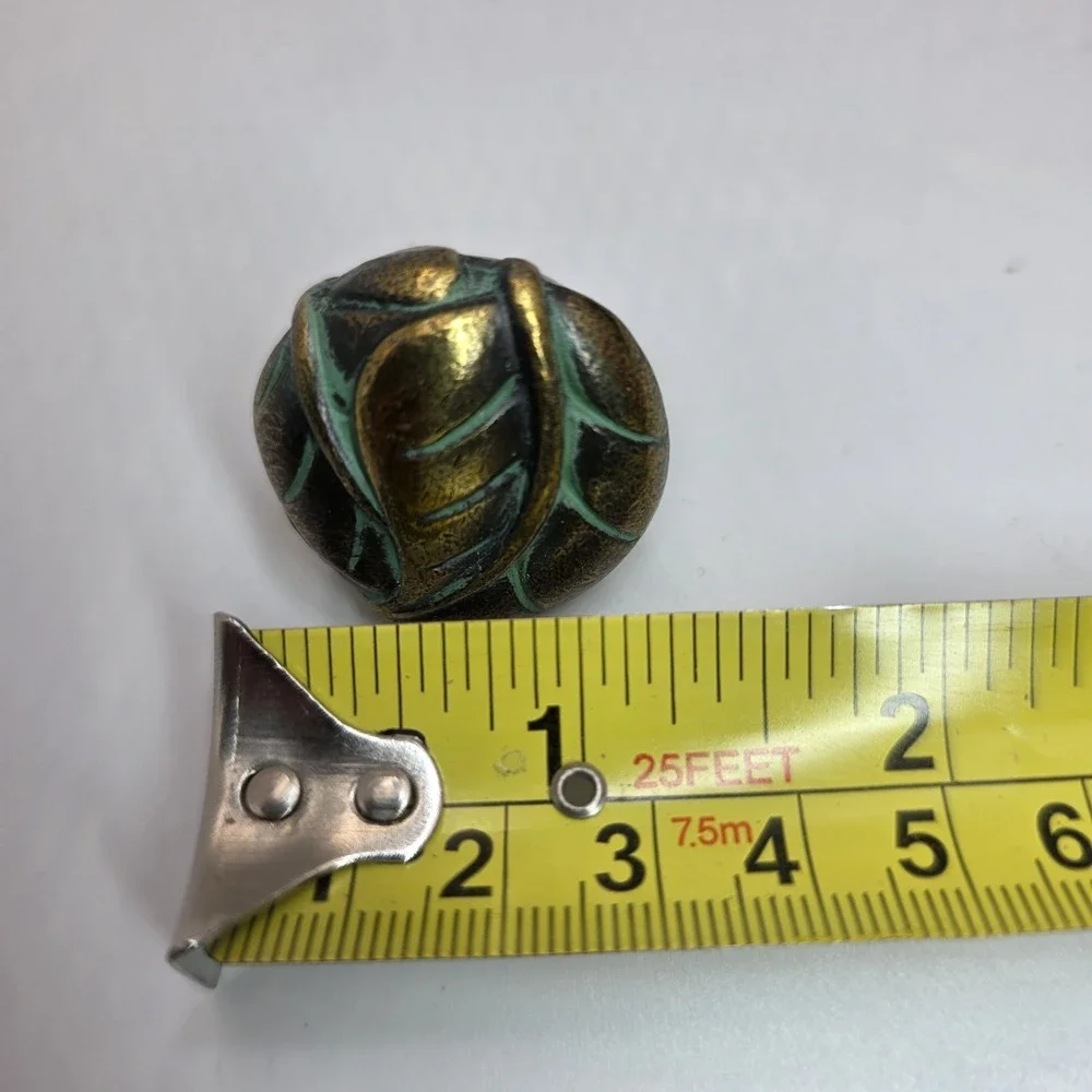 VTG Keeler Brass‎ Leaf Knob Drawer Pull Verdigris Green 1.25
